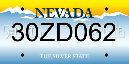 30ZD062 Nevada License Plate