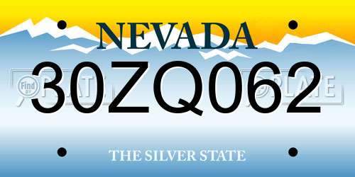 30ZQ062 Nevada License Plate