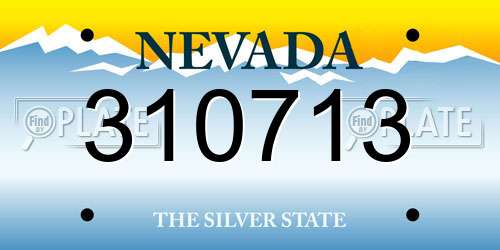 310713 Nevada License Plate
