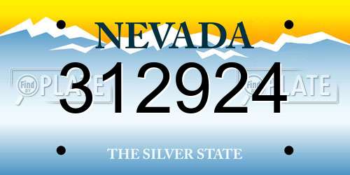 312924 Nevada License Plate