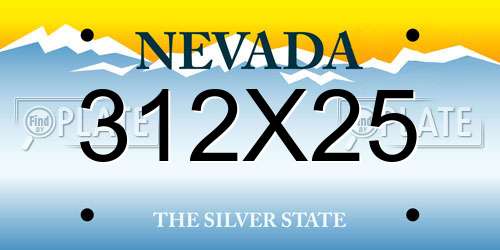 312X25 Nevada License Plate