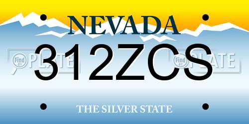 312ZCS Nevada License Plate