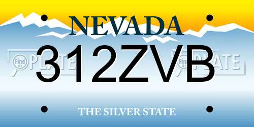 312ZVB Nevada License Plate