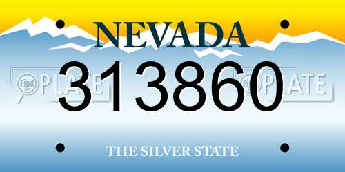 313860 Nevada License Plate