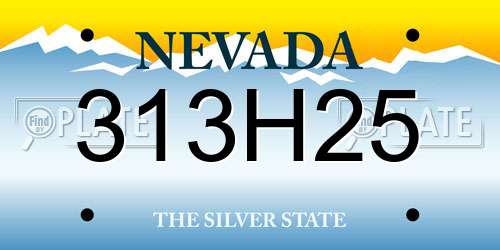 313H25 Nevada License Plate