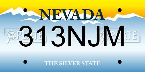 313NJM Nevada License Plate