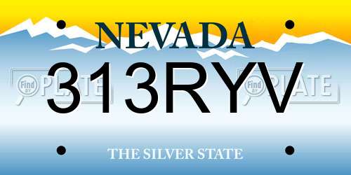 313RYV Nevada License Plate