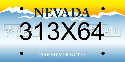 313X64 Nevada License Plate
