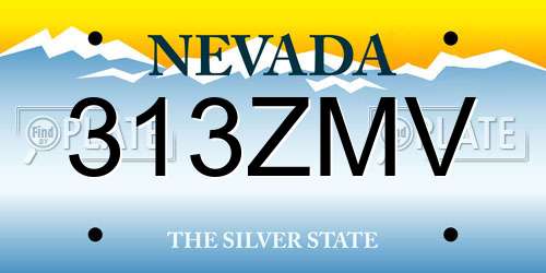 313ZMV Nevada License Plate