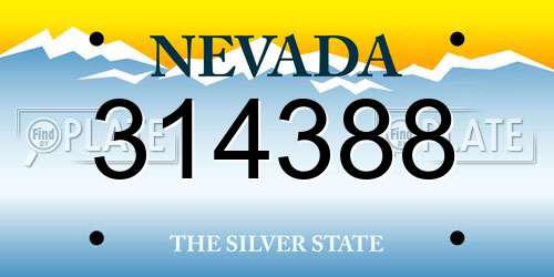 314388 Nevada License Plate