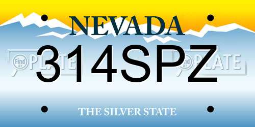 314SPZ Nevada License Plate