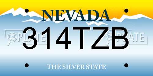 314TZB Nevada License Plate