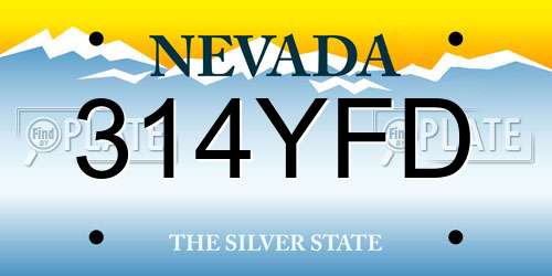 314YFD Nevada License Plate