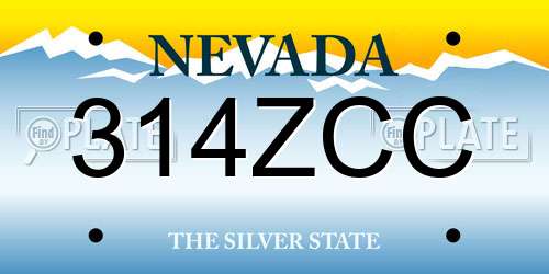 314ZCC Nevada License Plate