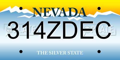 314ZDEC Nevada License Plate
