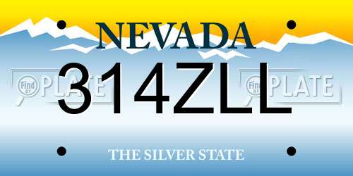 314ZLL Nevada License Plate