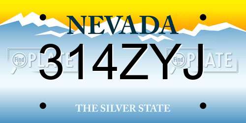 314ZYJ Nevada License Plate