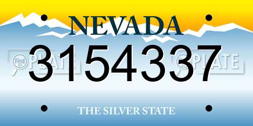 3154337 Nevada License Plate