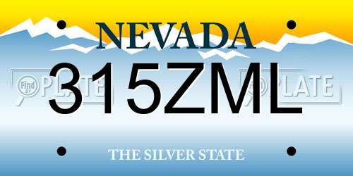 315ZML Nevada License Plate