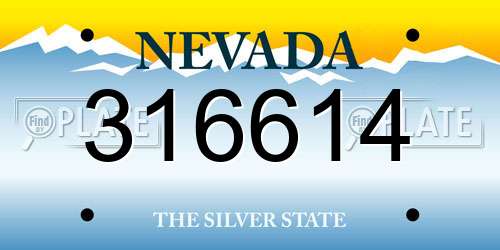 316614 Nevada License Plate