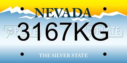 3167KG Nevada License Plate