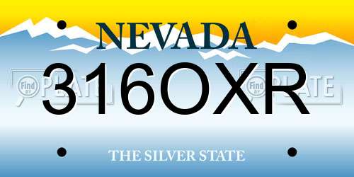 316OXR Nevada License Plate