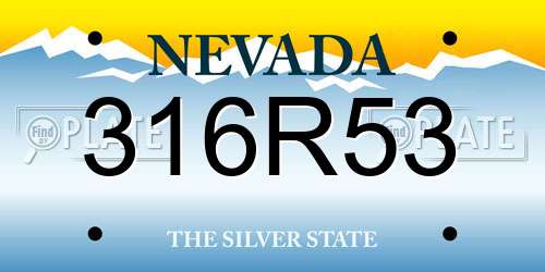 316R53 Nevada License Plate
