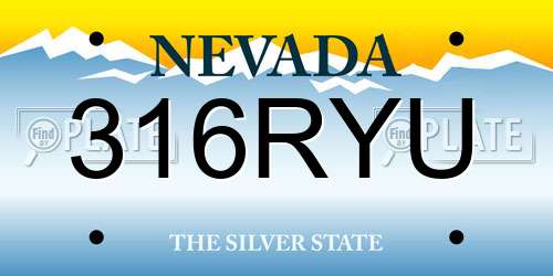 316RYU Nevada License Plate