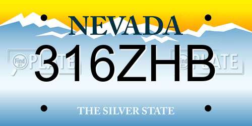 316ZHB Nevada License Plate