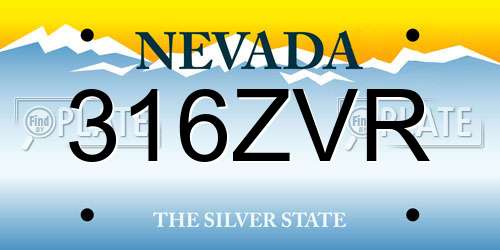 316ZVR Nevada License Plate