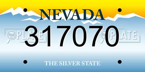 317070 Nevada License Plate