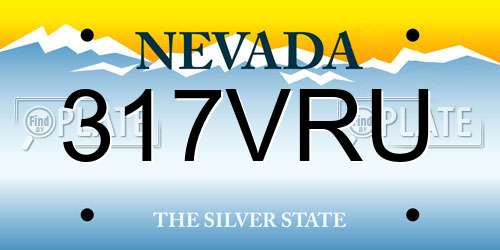 317VRU Nevada License Plate