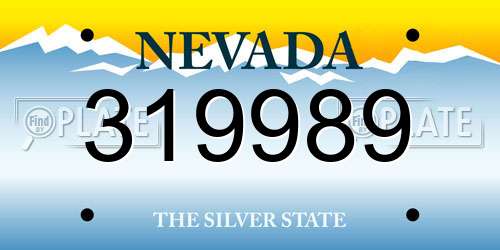 319989 Nevada License Plate