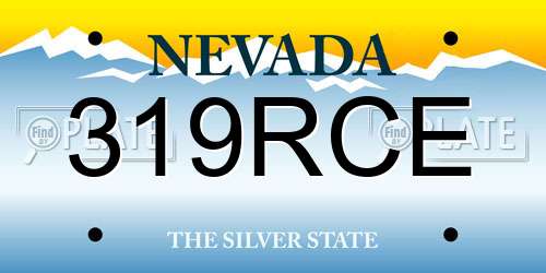 319RCE Nevada License Plate