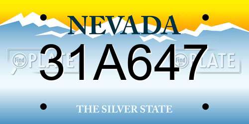 31A647 Nevada License Plate