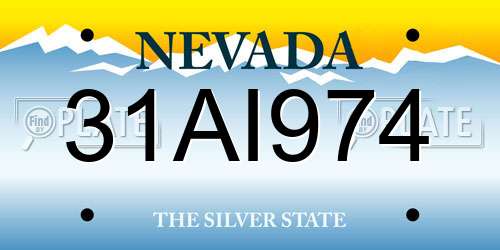 31AI974 Nevada License Plate