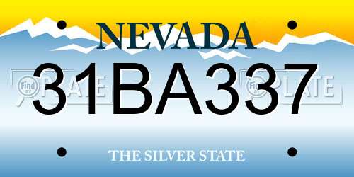31BA337 Nevada License Plate
