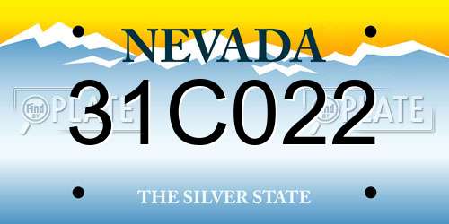 31C022 Nevada License Plate