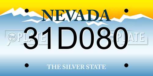 31D080 Nevada License Plate