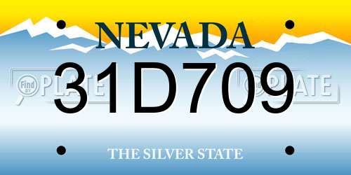 31D709 Nevada License Plate