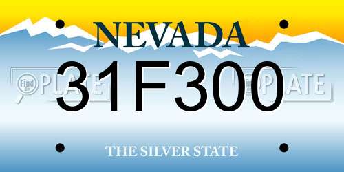 31F300 Nevada License Plate