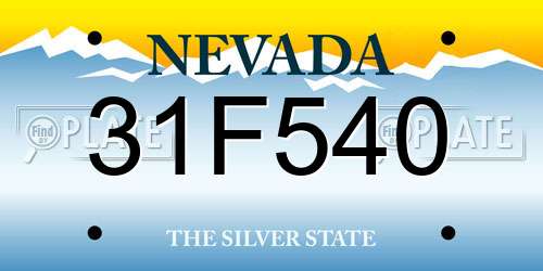31F540 Nevada License Plate