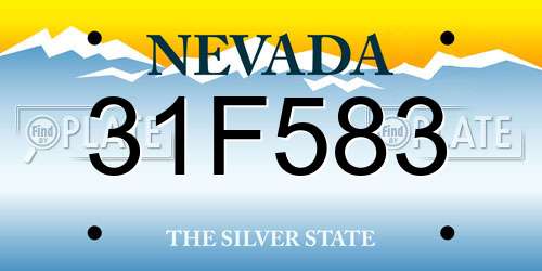 31F583 Nevada License Plate