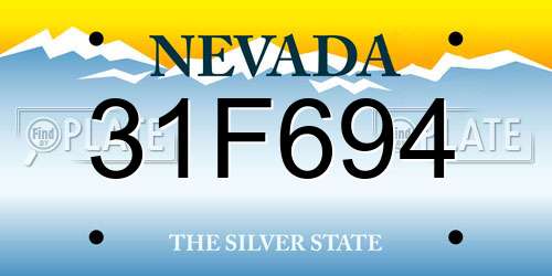 31F694 Nevada License Plate