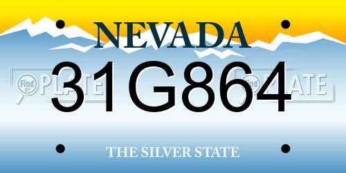31G864 Nevada License Plate