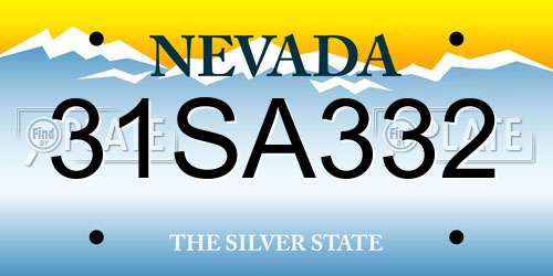 31SA332 Nevada License Plate