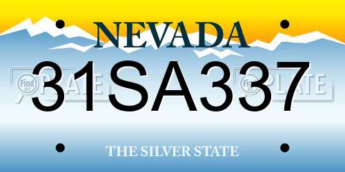 31SA337 Nevada License Plate