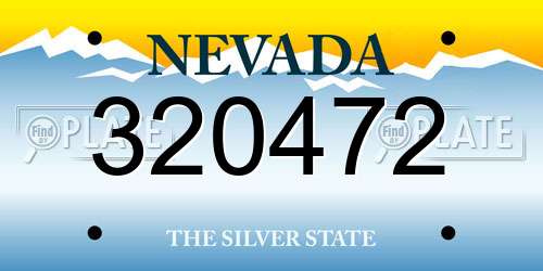 320472 Nevada License Plate
