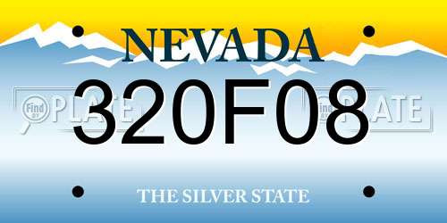 320F08 Nevada License Plate