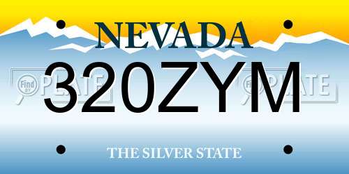 320ZYM Nevada License Plate